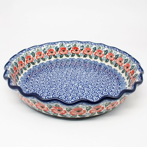 Polish Pottery Ruffled Pie Plate #1490