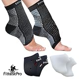Foot Sleeve, Plantar Fasciitis Silicone Gel Heel Protectors & Arch Support Therapy Wrap For Men & Women - #1 Ultra Comfortable 6 Piece Compression Bundle Kit For Accelerated Recovery (S/M)