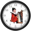 Oriental Girl Playing Piano (Pianist) Classical Musician Wall Clock by WatchBuddy Timepieces (Hunter Green Frame)