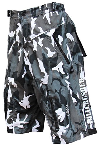 New Astek Men's White Camo MTB BMX Baggy Padded Mountain Bike Shorts