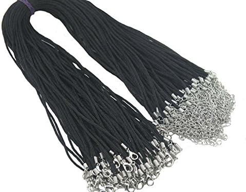 50 Pcs Jewelry Making Cord Satin Silk Necklace Cord 2.0mm/22'' with Extension Chain Lead&amp;nickel Free