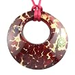 Handmade Round Shape Murano Glass Pendant - Cynthia Large Red/Gold Style1