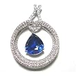 18K White Gold Sapphire and Diamond Pendant