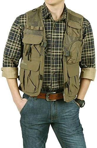 Men's Mesh Fly Fishing and Photographer Vest Waistcoat Khaki