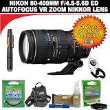 cheap Nikon 80-400mm f/4.5-5.6D ED Autofocus VR Zoom Nikkor Lens + Hoya 77mm UV Ultraviolet Haze Filter + Hoya 77mm Circular Polarizer Filter + Extended Warranty (By CPS) & Acc. Kit