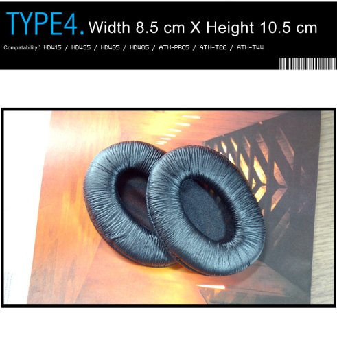 Earpads Replacement for headset, Compatable with Sennheiser HD415, HD435, HD 485, and Audio-Technica ATH-PR05, ATH-T22, ATH-T44. (Packaged 1 pair (2 pieces)) Type 4