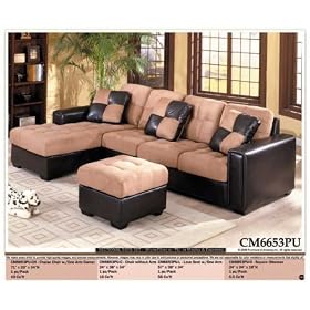NEW 2PCS MICROFIBER MODERN SECTIONAL SOFA SET, ITEM#CM6653PU