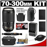 Nikon 70-300mm f/4.5-5.6G ED IF AF-S VR Digital SLR Zoom Lens with HB-36 Hood and Pouch Case + 2 EN-EL9 Battery Packs + Nikon Case + Accessory Kit for D3000, D5000, D60, D40 DSLR