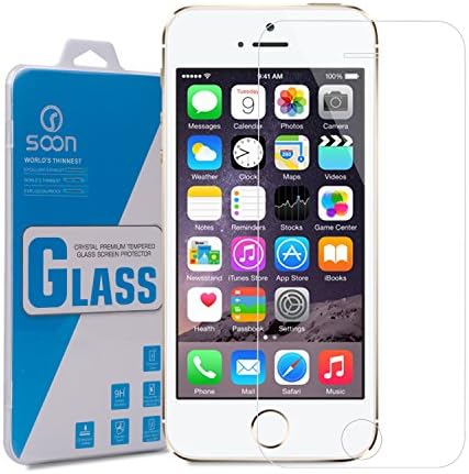 Iphone SE Screen Protector, Soon® Iphone SE 5 5s 5c 0.33mm Premium Ballistic Tempered Glass, Protect Your Screen From Scratches and Drops, 99.99% Clarity and Touchscreen Accuracy [Lifetime Warranty]