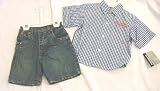 Rocawear Boys Denim Shorts Set Plaid Top