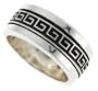 Sterling Silver 3/8" (10 mm) Greek Key Spinner Ring