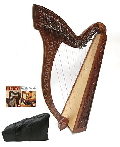 Minstrel Harp (Vine Engraving) - Case & 2 FREE Play Books