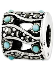 Sterling Silver Reflections Marcasite & Turquoise Bead