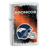 Zippo NFL Broncos Lighter, Silver, 5 1/2 x 3 1/2cm