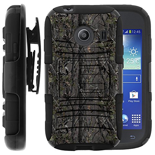 Samsung Galaxy Ace Style Case, Samsung Galaxy Ace Style Holster, Two Layer Hybrid Armor Hard Cover with Built in Kickstand for Samsung Galaxy Ace Style S765C SM-G310 from MINITURTLE | Includes Screen Protector - Skinny Branch Camouflage