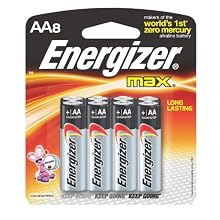 Energizer Max Alkaline AA Batteries, 8-Count Package