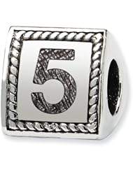Sterling Silver Number 5 Triangle Block Charm Bead Fits Pandora Chamilia Biagi Bracelet