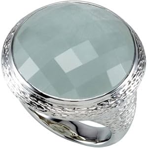 Genuine Aquamarine Fashion Ring Sparkling Sterling Silver Size 7