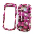 Samsung Continuum i400 (Verizon) Snap-on Protector Hard Case Rhinestone Cover "Pink Plaid" Design