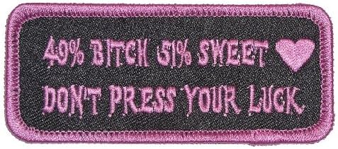 Leather Supreme Biker Babe Don't Press Your Luck Embroidered Biker Patch