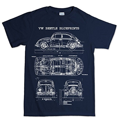 Beetle Bug Camper Classic Blueprint T Shirt XL Navy Blue