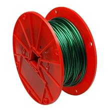 Galvanized Steel Wire Rope on Reel, Vinyl Coated, 1x7 Strand, Green, 1/16" Bare OD, 1/8" Coated OD, 250' Length, 28 lbs Breaking Strength