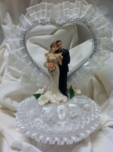 White Wedding Heart Centerpiece Cake Topper