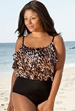 Longitude® Big Cat Plus Size Triple Tier Swimsuit - Women's Swimsuit Plus Size Swimsuit