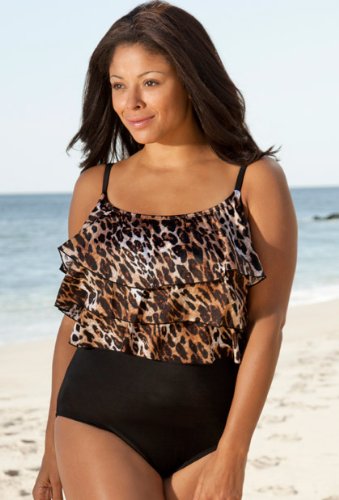 Longitude® Big Cat Plus Size Triple Tier Swimsuit - Women's Swimsuit Plus Size Swimsuits product image