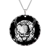 Necklace Circle Charm Helmet Sword and Skull