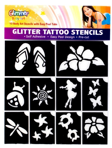 Hibiscus Luau Glitter Tattoo Stencil Set Party Accessory