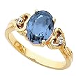 14K Yellow Gold London Blue Topaz and Diamond Ring