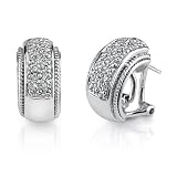 Starlet Sophistication: Sterling Silver Celebrity Style Hoop Earrings with CZ Diamonds
