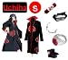 Naruto Itachi Uchiha cosplay costume set (Akatsuki Cloak + Anti Leaf Itachi headband+ Itachi Necklac