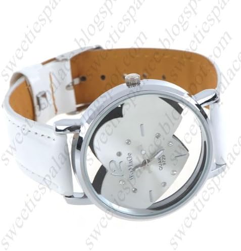 Stylish Round Quartz Wrist Watch with Faux Leather Band for Women Ladies Girls - White