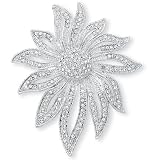 Silvertone Metal Crystal Pav Flower Pin