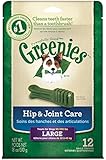 GREENIES Hip and Joint Care Canine Dental Chews - Large Size - Mega TREAT-PAK Package (18 oz.) - 12 Count