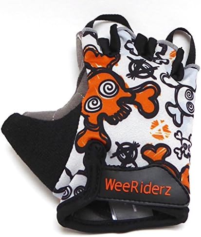 ZippyRooz Toddler & Little Kids Bike Gloves for Balance and Pedal Bicycles (Formerly WeeRiderz) For Ages 1-6 Years Old. 4 Designs for Boys & Girls (Skulls, Little Kids Large (5-6))