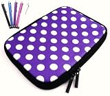 Flash Superstore Bundle Pack of 5 Capacitive/Resistive Touchscreen Stylus Pen & Polka Dots Purple / White ( 7 Inch Tablet / eReader ) Water Resistant Neoprene Soft Zip Case/Cover suitable for Blackberry Playbook ( 7 Inch Tablet )