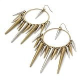 Spike Drop Pierced Fashion Earrings Burnt Gold & Silver