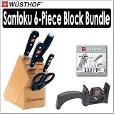 Wusthof Classic Santoku 6-Piece Block Set & 2 Stage Knife Sharpener & Wusthof 