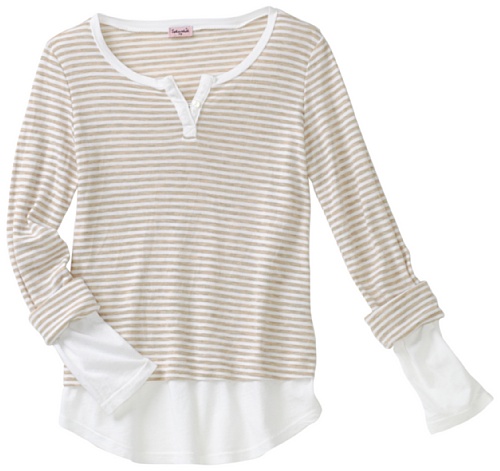 Splendid Girls 7-16 Oatmeal Stripe Top, White, 7/8