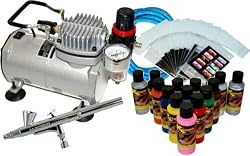 New NAIL ART PAINT STENCIL AIRBRUSH KIT-Air Compressor