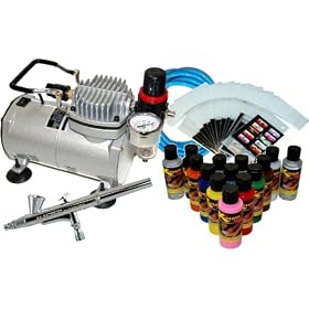 New NAIL ART PAINT STENCIL AIRBRUSH KIT-Air Compressor