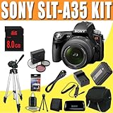 Sony Alpha SLT-A35 16 MP Digital SLR Kit with Translucent Mirror Technology w/ Sony SAL 18-55mm f/3.5-5.6 DT AF Lens + NPFW50 Battery/Charger + 3 Piece Filter Kit + Full Size Tripod + 8GB DavisMAX HDMI A35K Bundle
