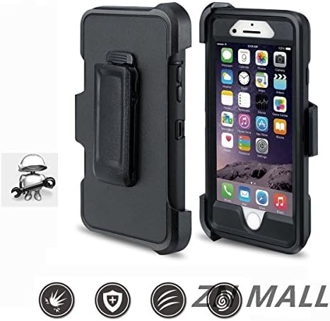 iPhone 6S Plus Case,[Built-in Screen Protector][Belt Clip][4 Layer] Rugged Rubber Skin [Shock Absorbent][Drop Proof][Anti-Scratch]Max Protective Matter Case Cover For iPhone 6/6S Plus (Black)