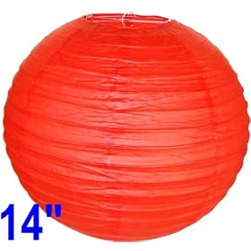 Red Chinese Japanese Paper Lantern Lamp 14 Diameter - Just Artifacts Brand by Just Artifacts