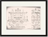 Black Framed/Matted Print 17x23, Reading Four-Wheel Caboose
