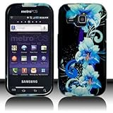 Premium - PDA Samsung R910/Galaxy Indulge Blue Flower Cover - Faceplate - C ....