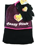 Disney Tinker Bell Winter Wear - 3pcs Tinker Bell Gloves, Beanie & Scarf Set (Black)